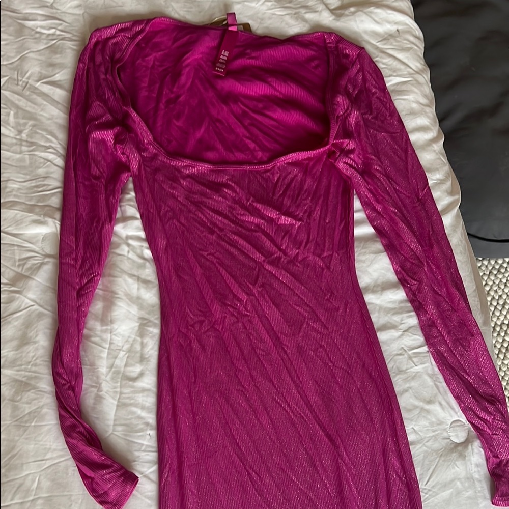 Elegant Pink Long Sleeve Dress